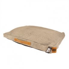 10482 Heavy cotton block kussen siesta walnut zandgrijs