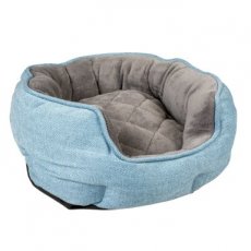 Mand ovaal tweed sky blauw/zwart